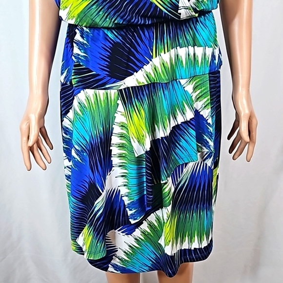 Maggy London Green & Blue Dress Sz 10 - Picture 4 of 7